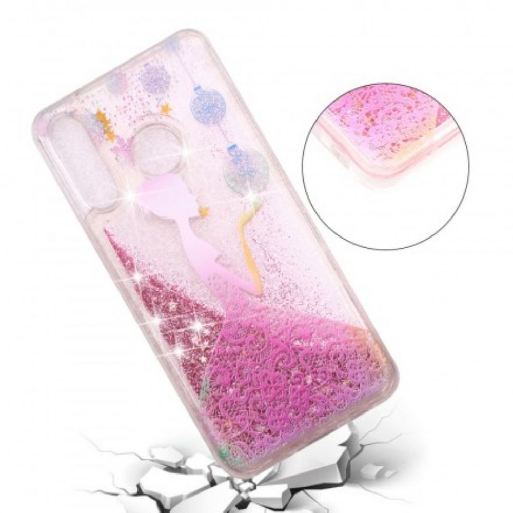 Telefoonhoesje voor Huawei P30 Lite Transparante Glitterjurk