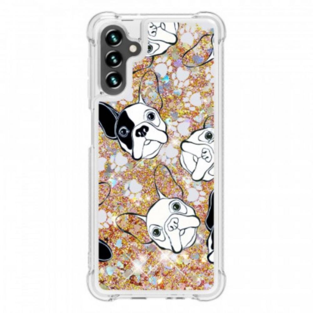 Hoesje voor Samsung Galaxy A13 5G / A04s Samsung Galaxy A14 5g / A14 Zwarte Rand Gehard Glas Screenprotector