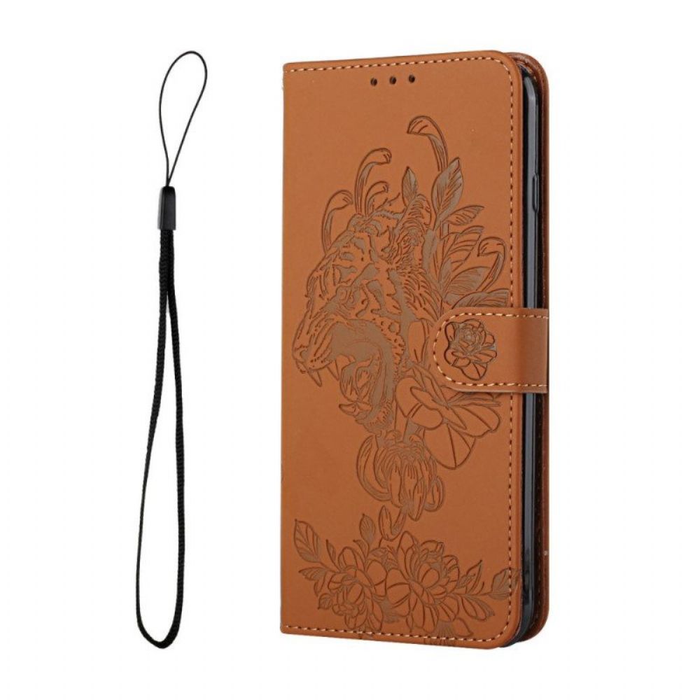Leren Hoesje voor Samsung Galaxy A13 5G / A04s Met Ketting Omkeerbare Sluiting