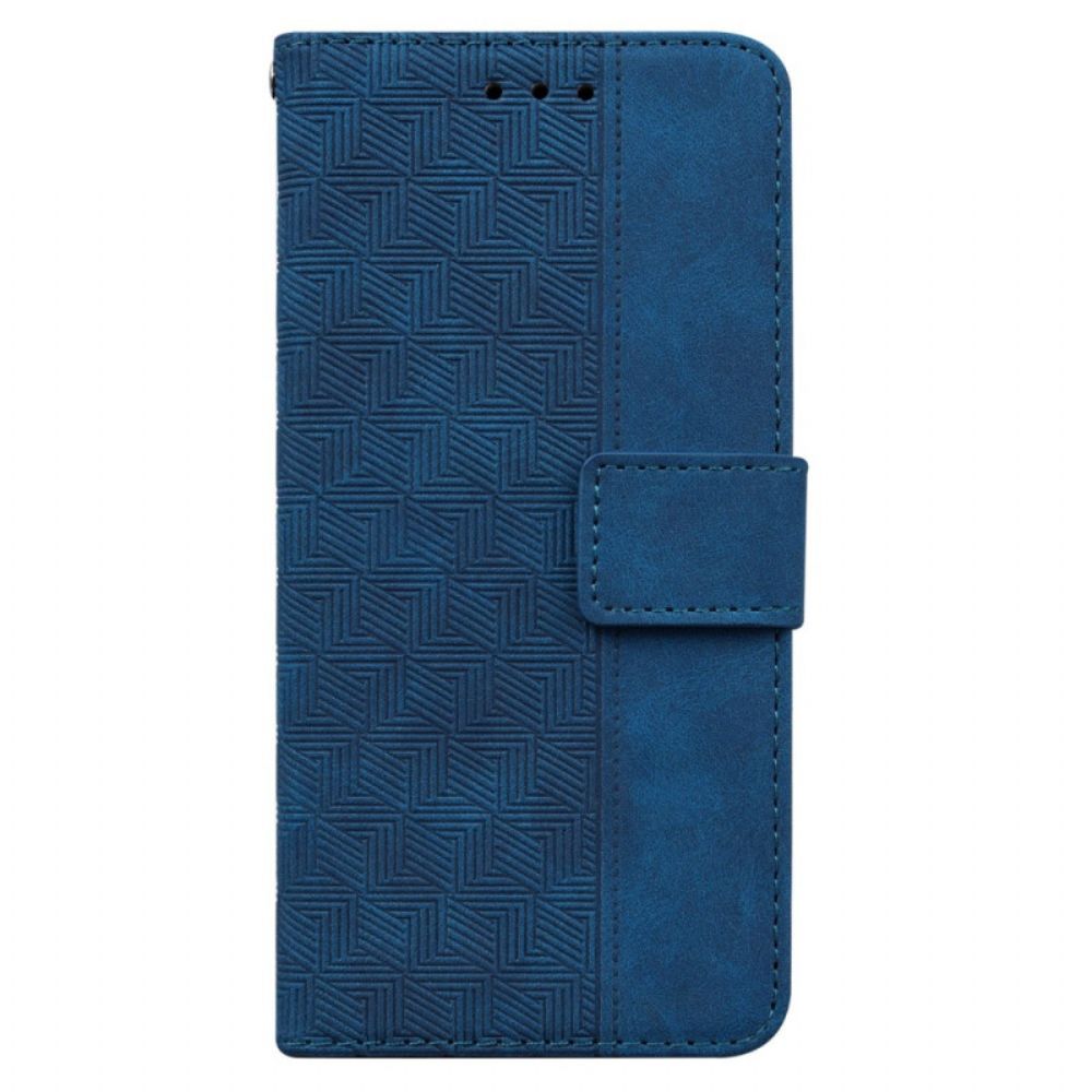 Leren Hoesje Oppo Reno 12 5g Geweven Patroon Met Bandjes Bescherming Hoesje
