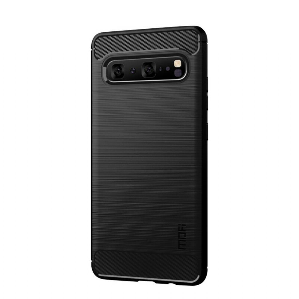 Hoesje voor Samsung Galaxy S10 5G Mofi Geborstelde Koolstofvezel