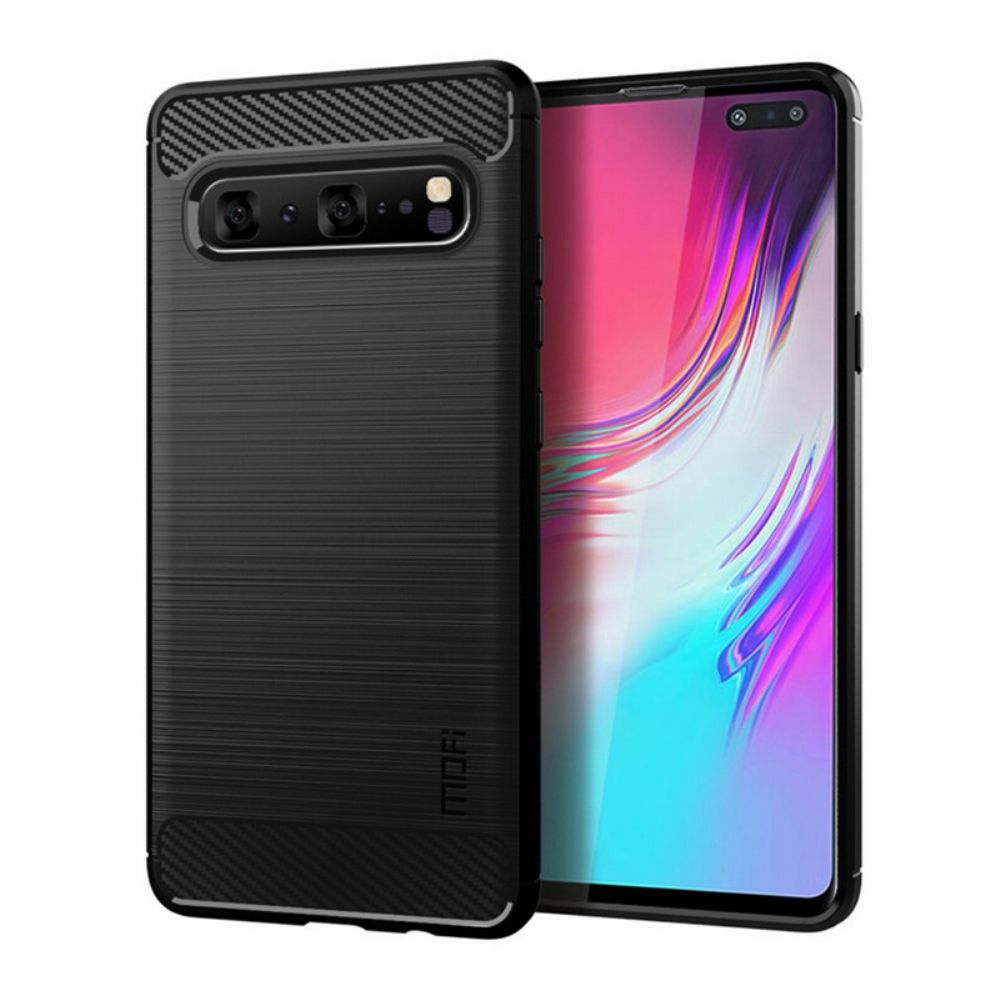 Hoesje voor Samsung Galaxy S10 5G Mofi Geborstelde Koolstofvezel