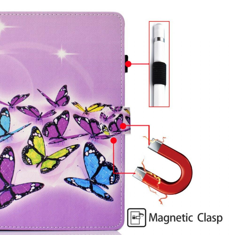 Flip Case voor Samsung Galaxy Tab S7 / Tab S8 Geschilderde Vlinders