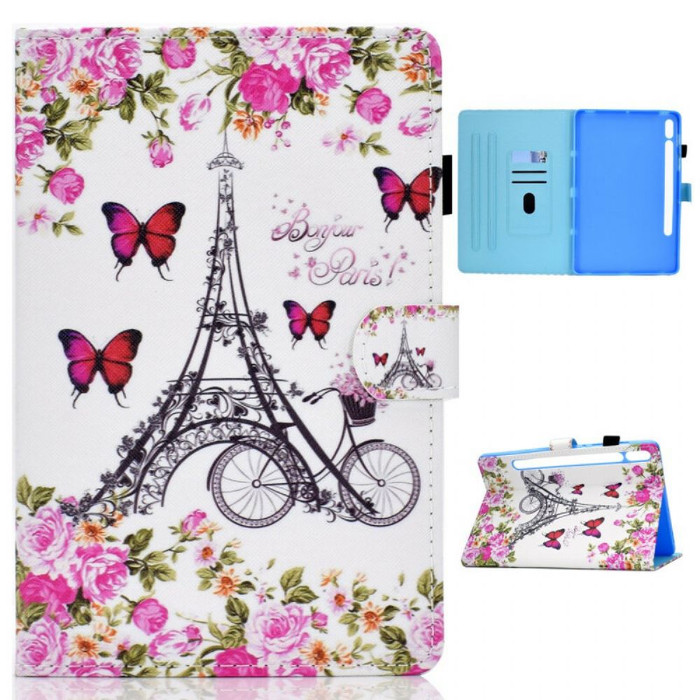 Folio-hoesje voor Samsung Galaxy Tab S7 / Tab S8 Eiffeltoren Fiets