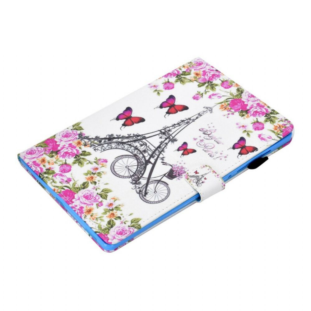 Folio-hoesje voor Samsung Galaxy Tab S7 / Tab S8 Eiffeltoren Fiets