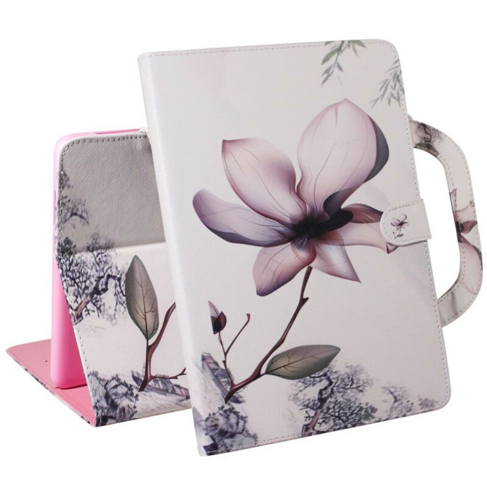 Folio-hoesje voor Samsung Galaxy Tab S7 / Tab S8 Vintage Bloem Met Handvat