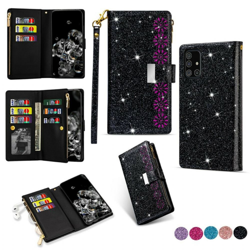 Folio-hoesje voor Samsung Galaxy A51 Portemonnee Pailletten Portemonnee Met Rits