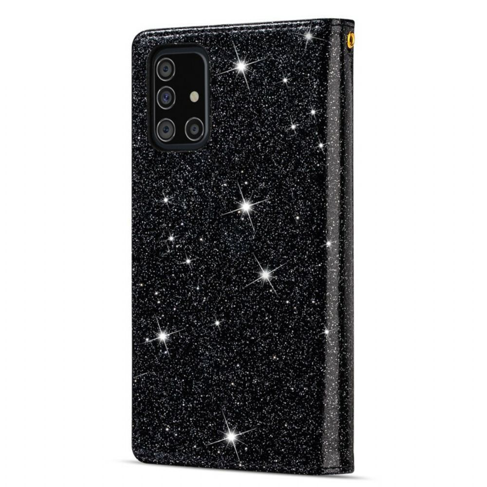 Folio-hoesje voor Samsung Galaxy A51 Portemonnee Pailletten Portemonnee Met Rits