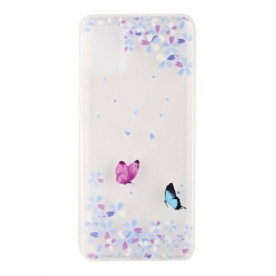 Hoesje voor Samsung Galaxy A51 Transparante Vlinders En Bloemen