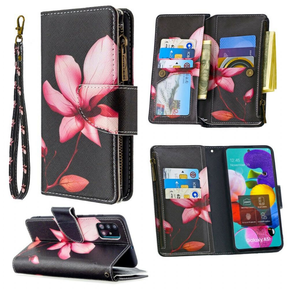 Leren Hoesje voor Samsung Galaxy A51 Bloemzak Met Rits