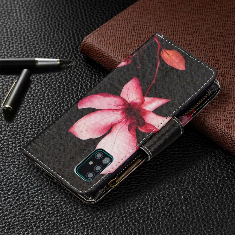 Leren Hoesje voor Samsung Galaxy A51 Bloemzak Met Rits