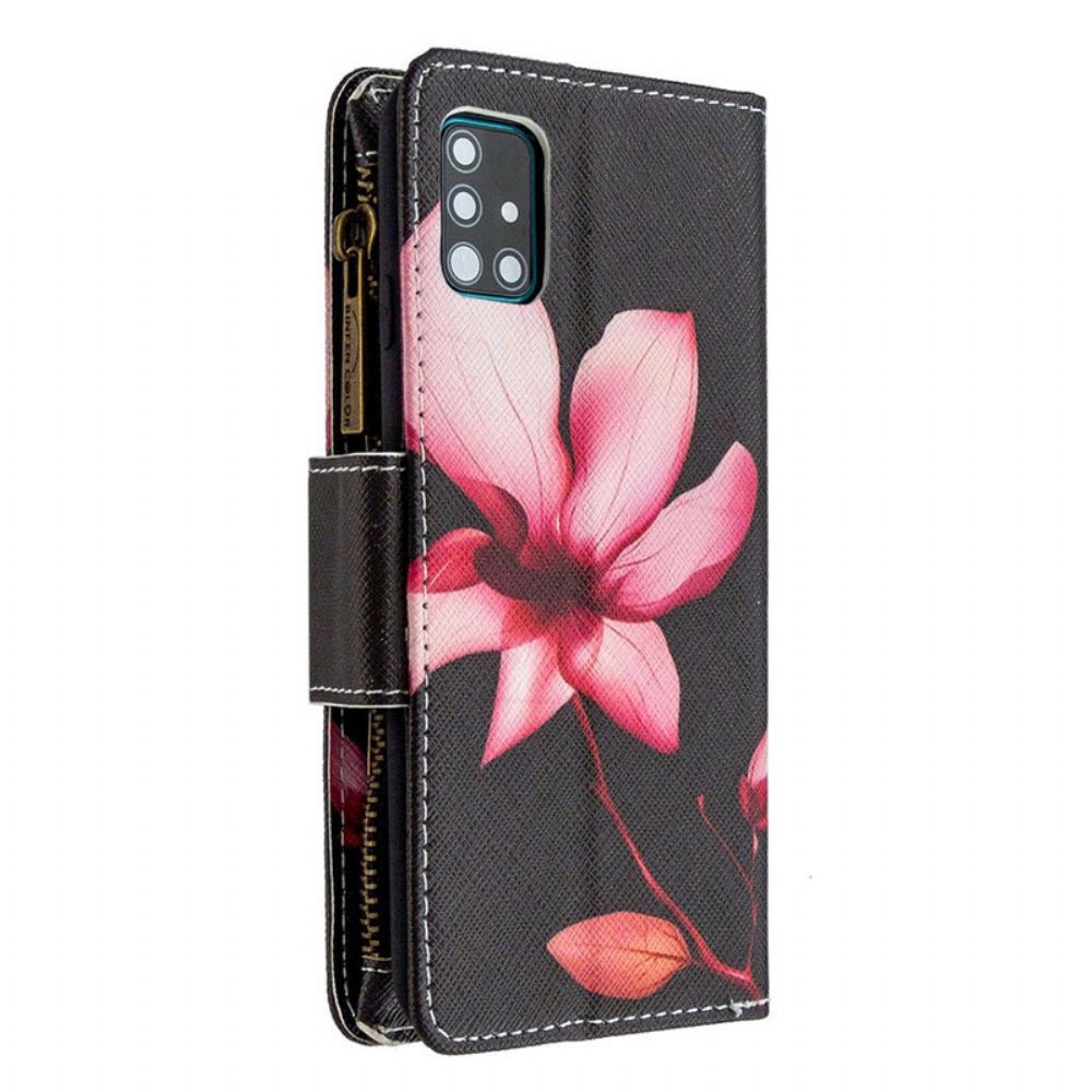 Leren Hoesje voor Samsung Galaxy A51 Bloemzak Met Rits
