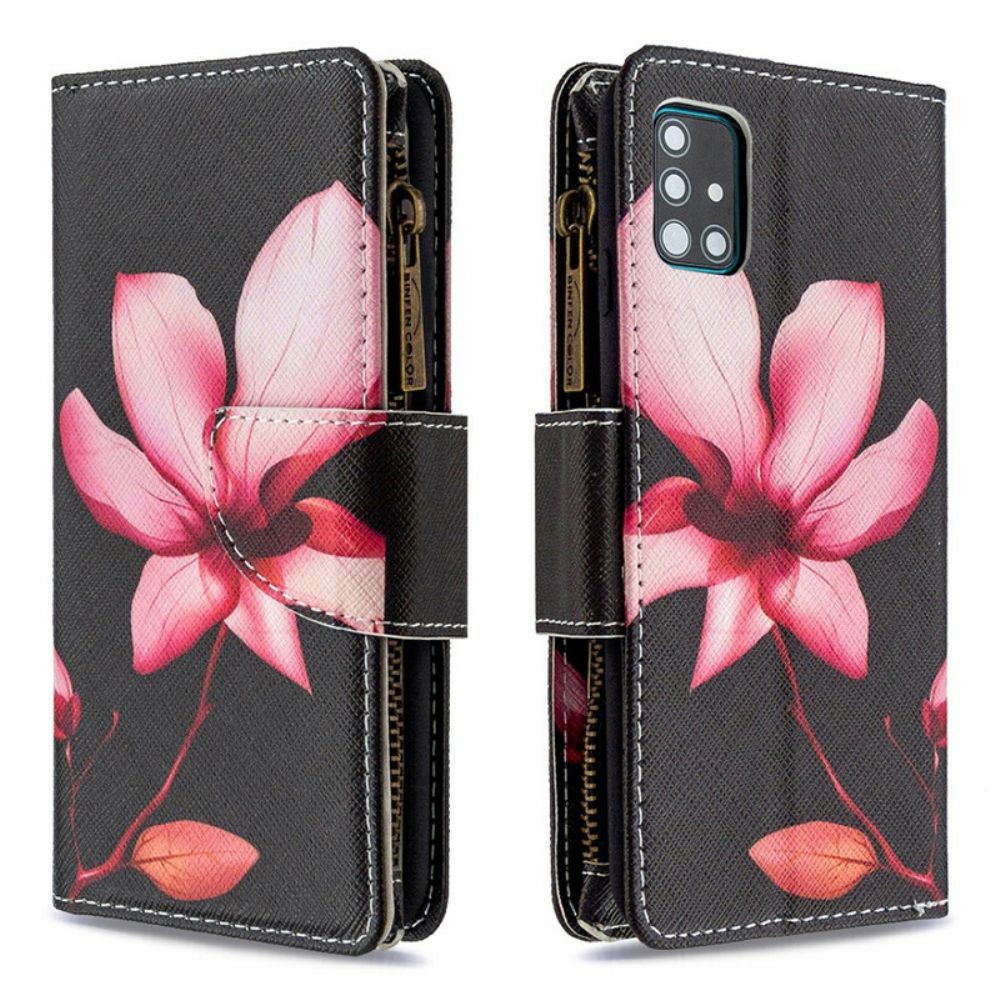 Leren Hoesje voor Samsung Galaxy A51 Bloemzak Met Rits