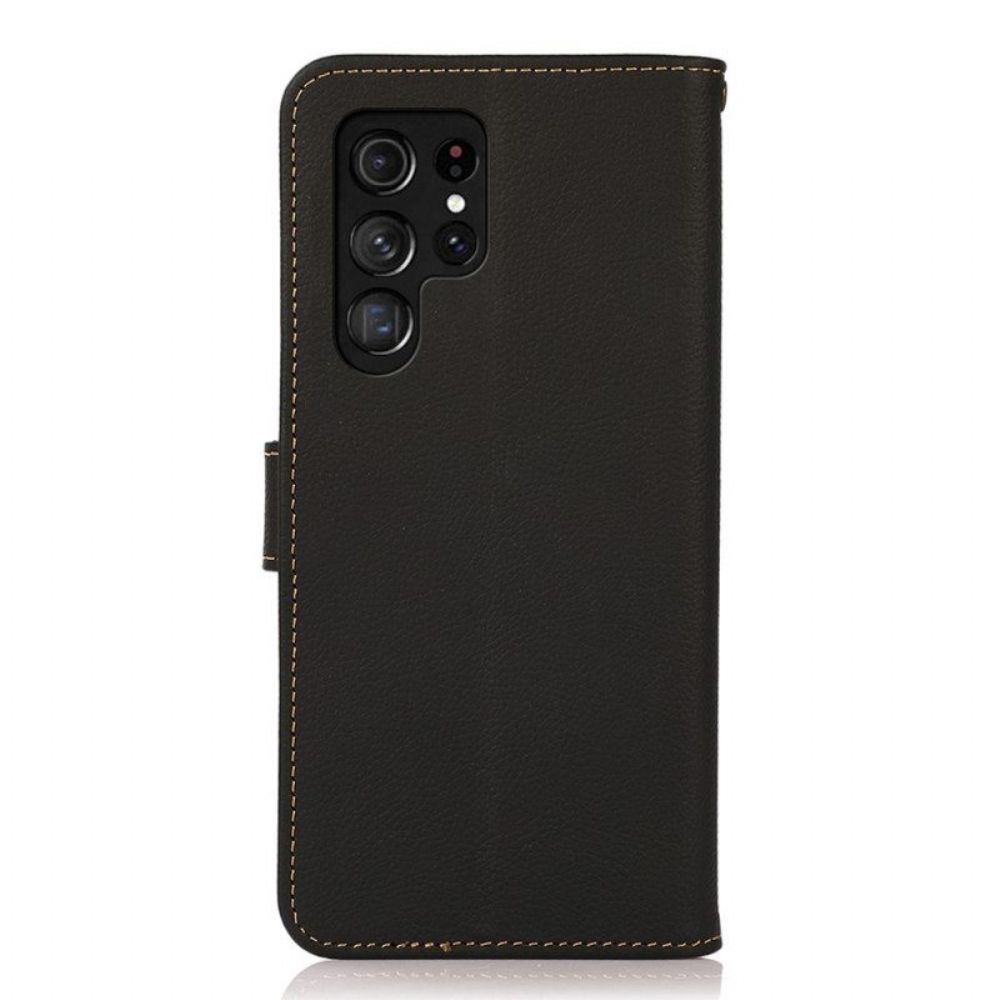 Flip Case voor Samsung Galaxy S23 Ultra 5G Khazneh Rfid Echt Leer