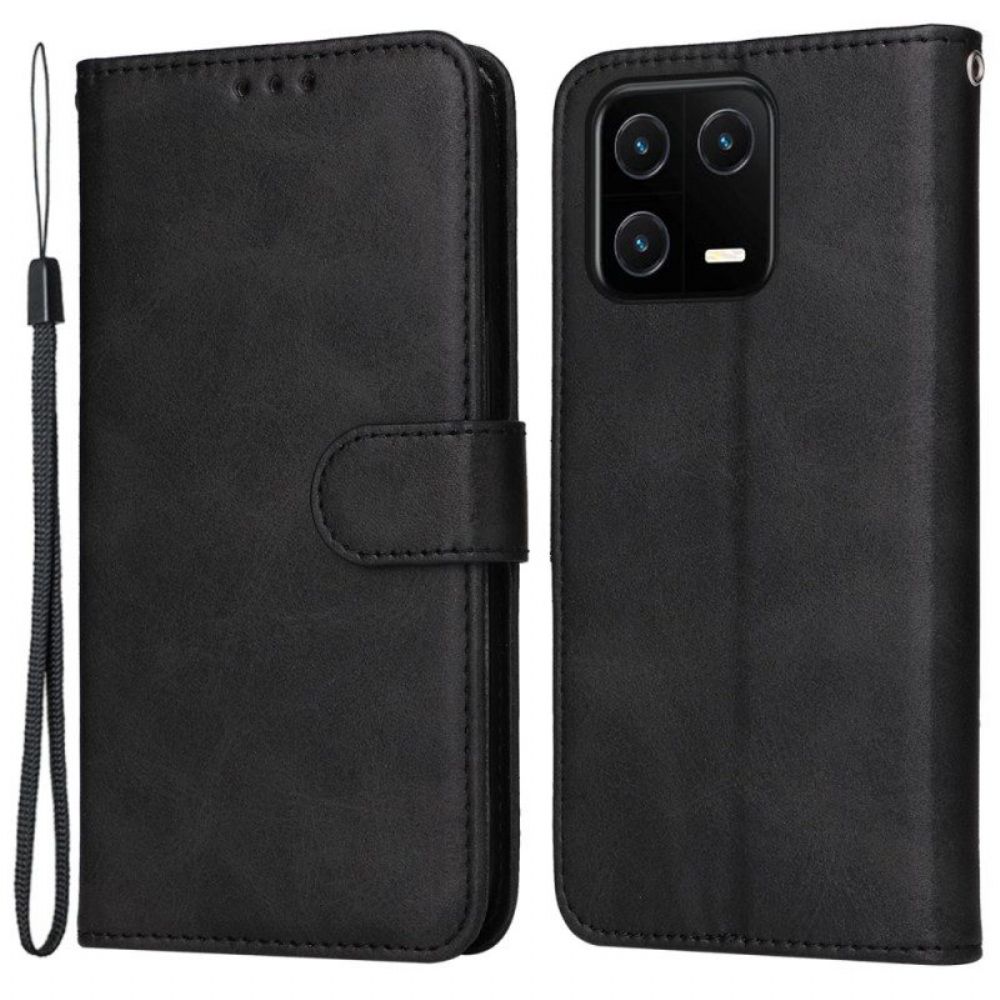 Flip Case voor Xiaomi 13 Pro Met Ketting Effen Met Bandje