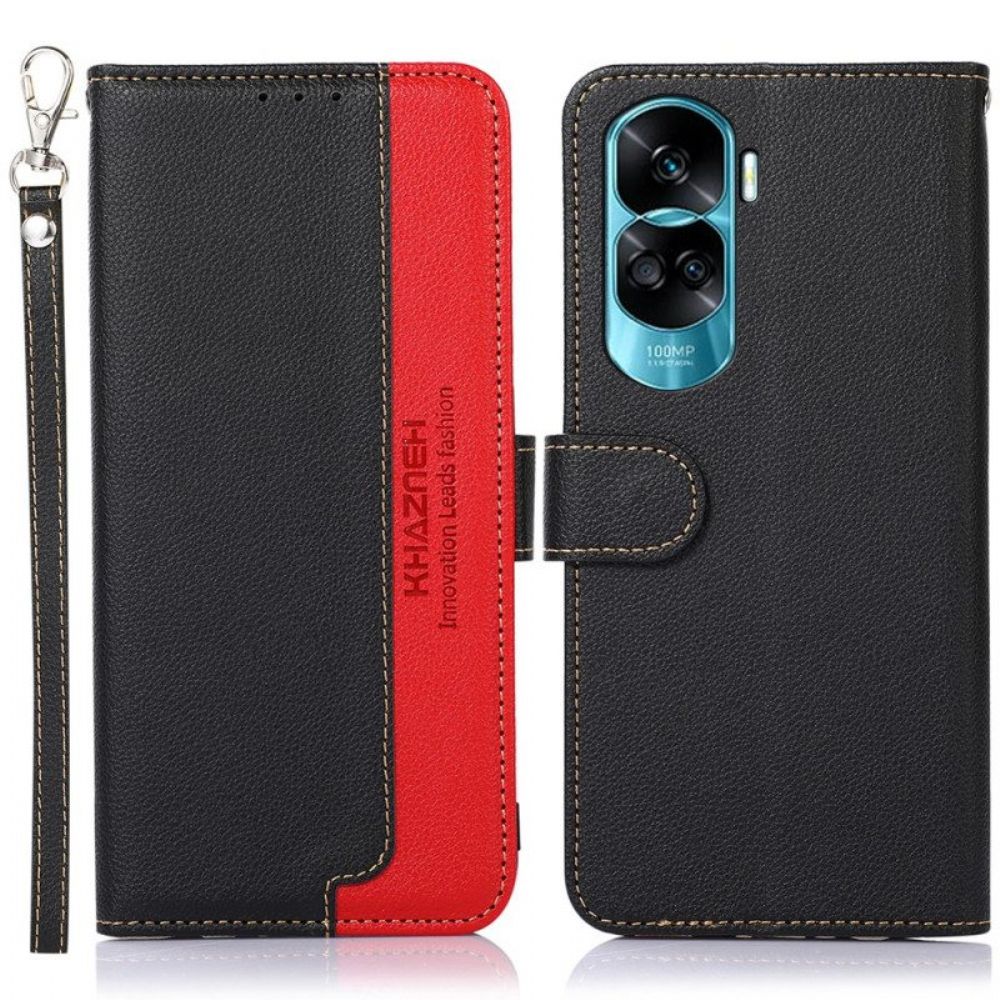 Folio-hoesje voor Honor 90 Lite Litchi-stijl Rfid Khazneh