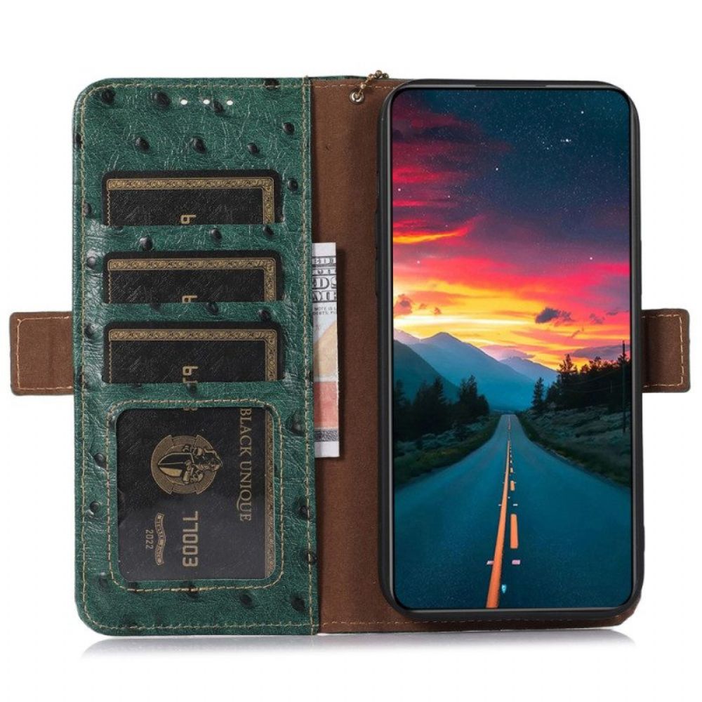 Folio-hoesje voor Honor Magic 5 Lite Rfid Van Echt Getextureerd Leer