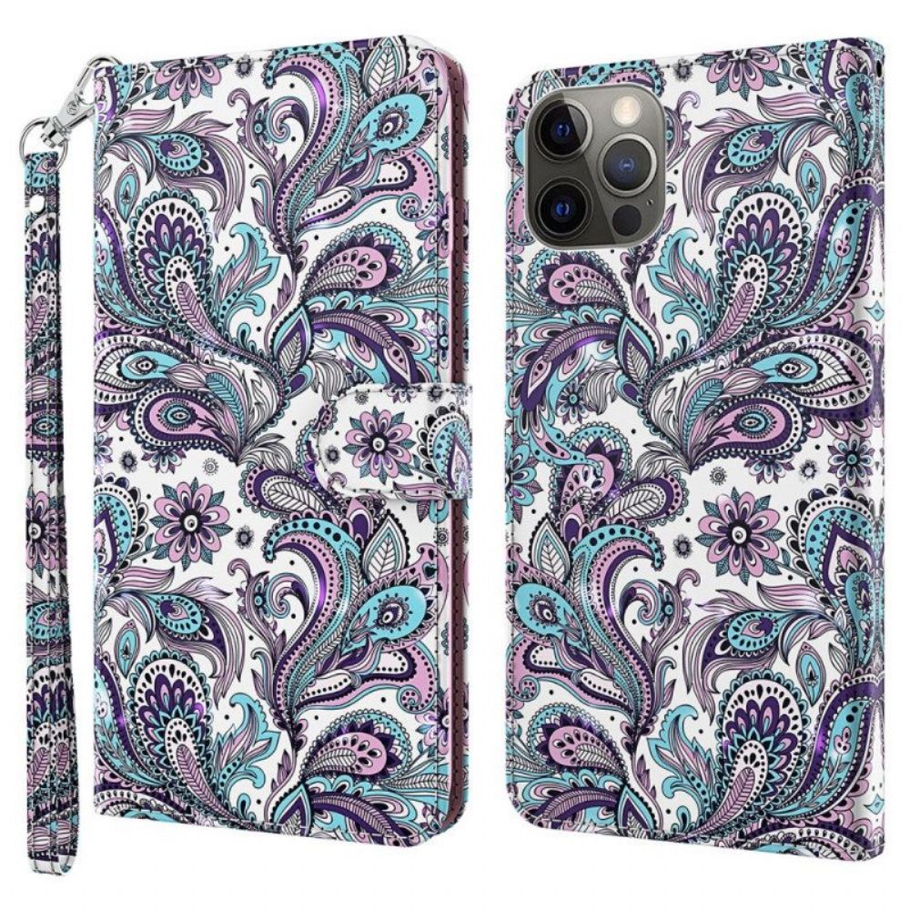 Folio-hoesje voor iPhone 15 Pro Max Met Ketting 3d-riem