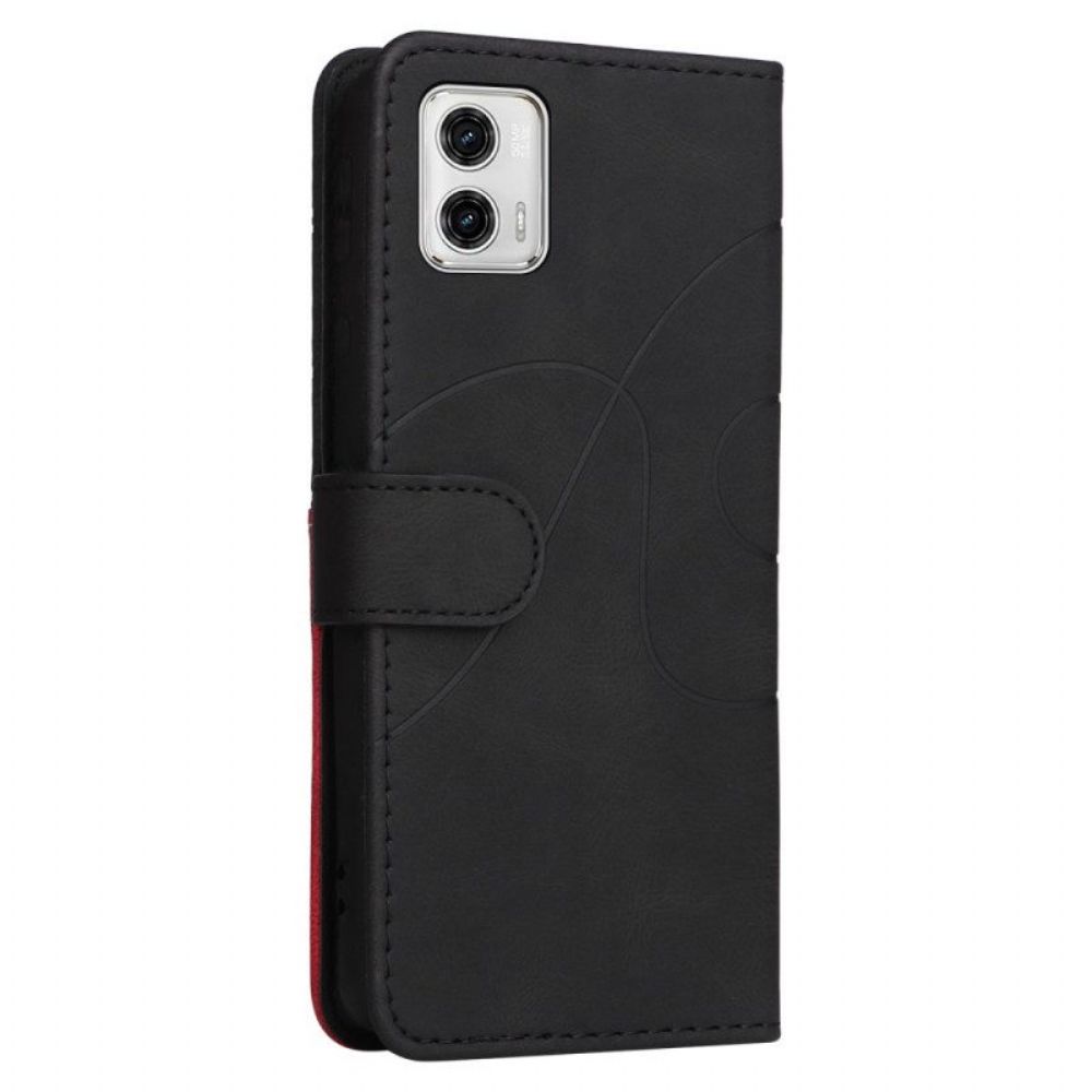 Folio-hoesje voor Moto G73 5G Met Ketting Tweekleurige Riem