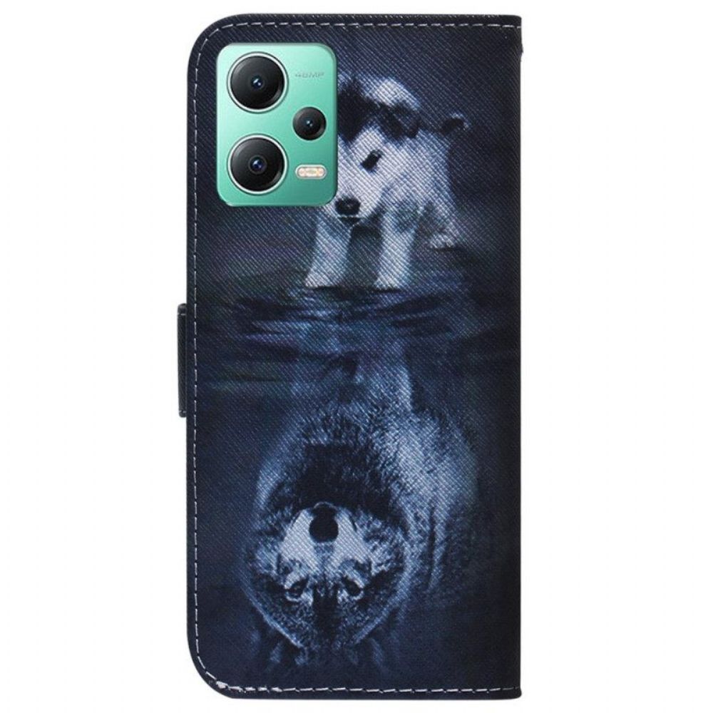 Folio-hoesje voor Poco X5 5G Met Ketting Strappy Puppy-droom