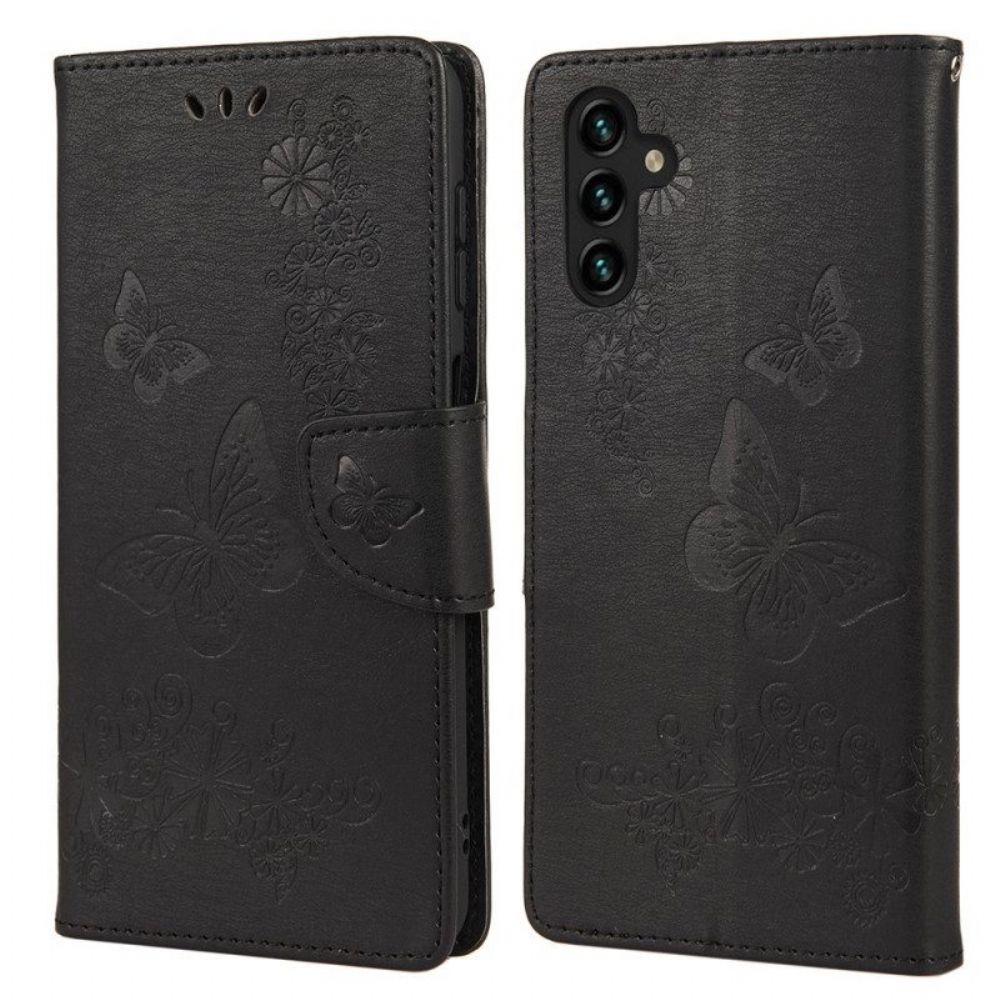Folio-hoesje voor Samsung Galaxy A13 5G / A04s Met Ketting Boze Panda Met Lanyard