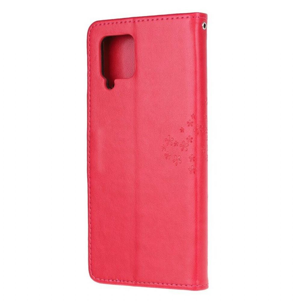 Folio-hoesje voor Samsung Galaxy M12 / A12 Met Ketting String Boom En Uilen