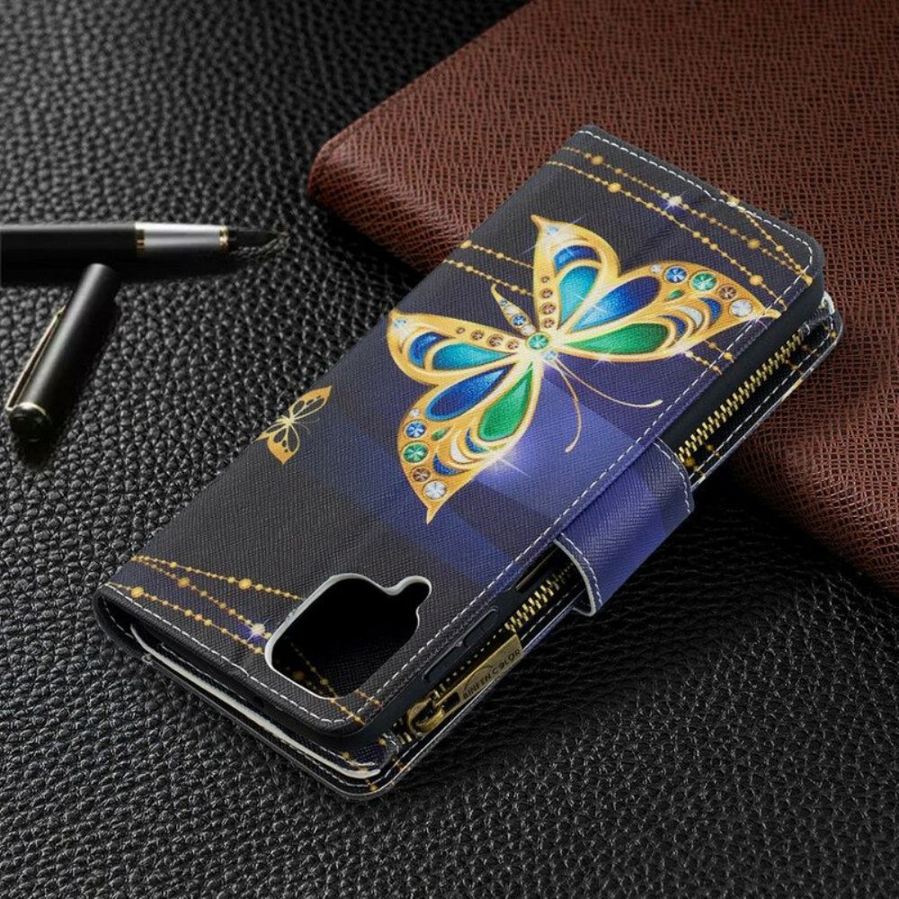 Folio-hoesje voor Samsung Galaxy M12 / A12 Vlinders Zak Met Ritssluiting
