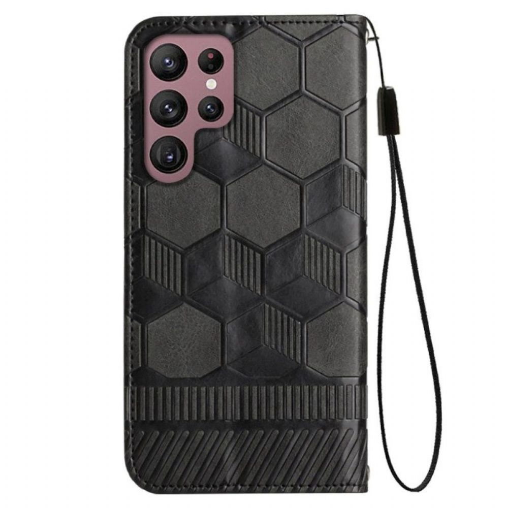 Folio-hoesje voor Samsung Galaxy S23 Ultra 5G Met Ketting Voetbalstijl Met Bandjes