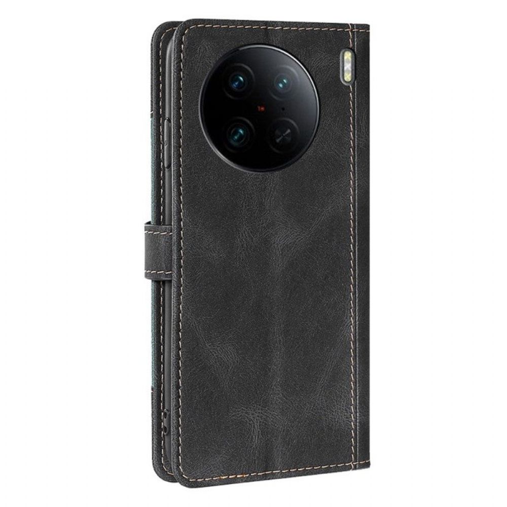 Folio-hoesje voor Vivo X90 Pro Imitatieleer Bicolor Stijlvol