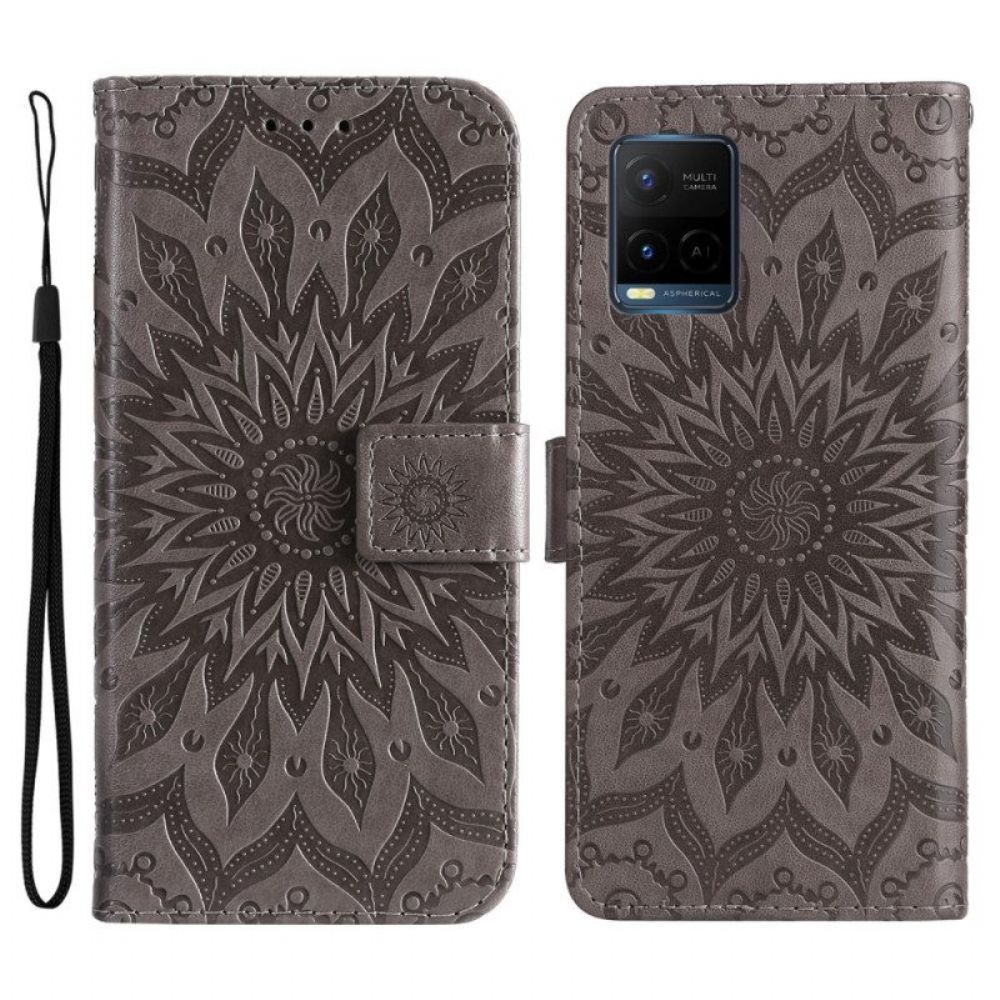 Folio-hoesje voor Vivo Y21 Met Ketting String Zon