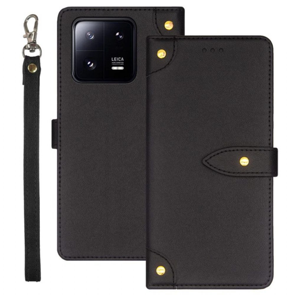Folio-hoesje voor Xiaomi 13 Klinknagels En Riem Idewei