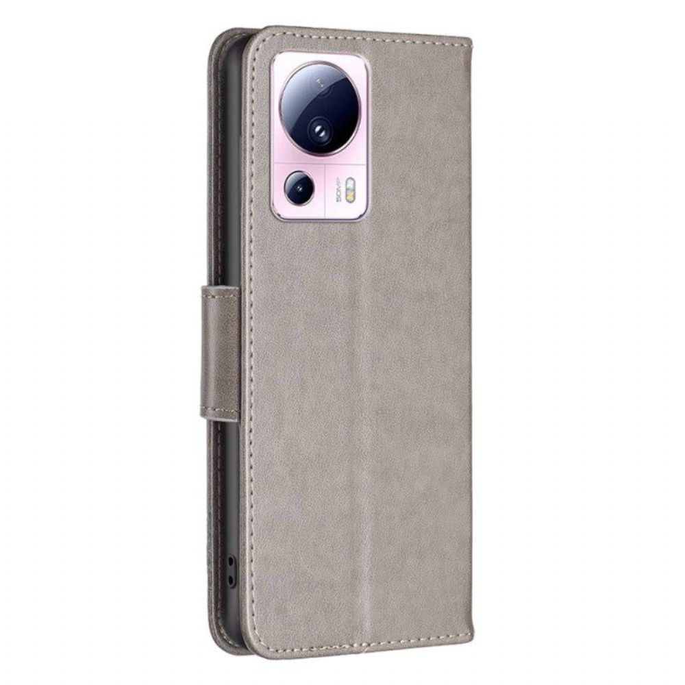 Folio-hoesje voor Xiaomi 13 Lite Met Ketting Vlinders Bedrukte Strappy