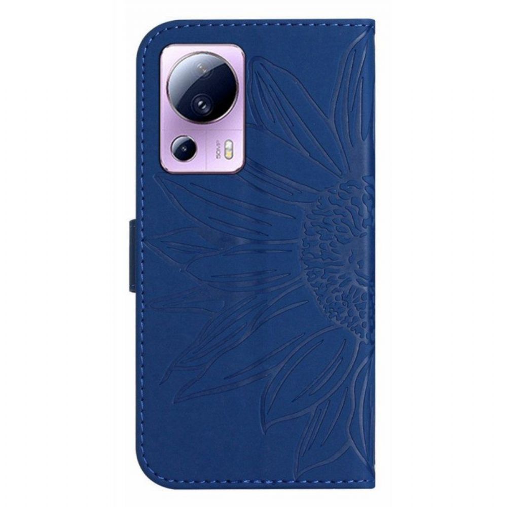 Folio-hoesje voor Xiaomi 13 Lite Zonnebloem Met Lanyard