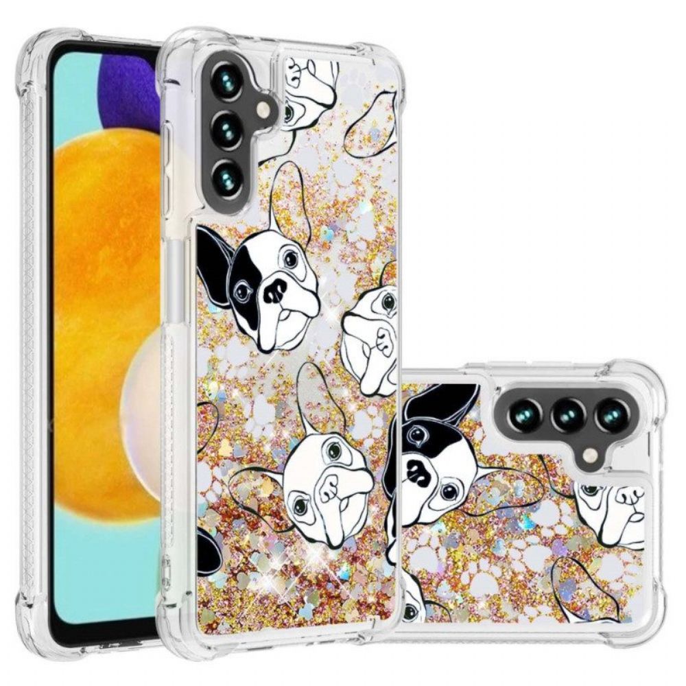 Hoesje voor Samsung Galaxy A13 5G / A04s Samsung Galaxy A14 5g / A14 Zwarte Rand Gehard Glas Screenprotector