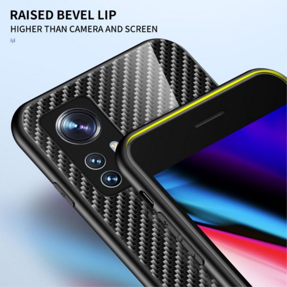 Hoesje voor Xiaomi 12 / 12X Koolstofvezel Gehard Glas