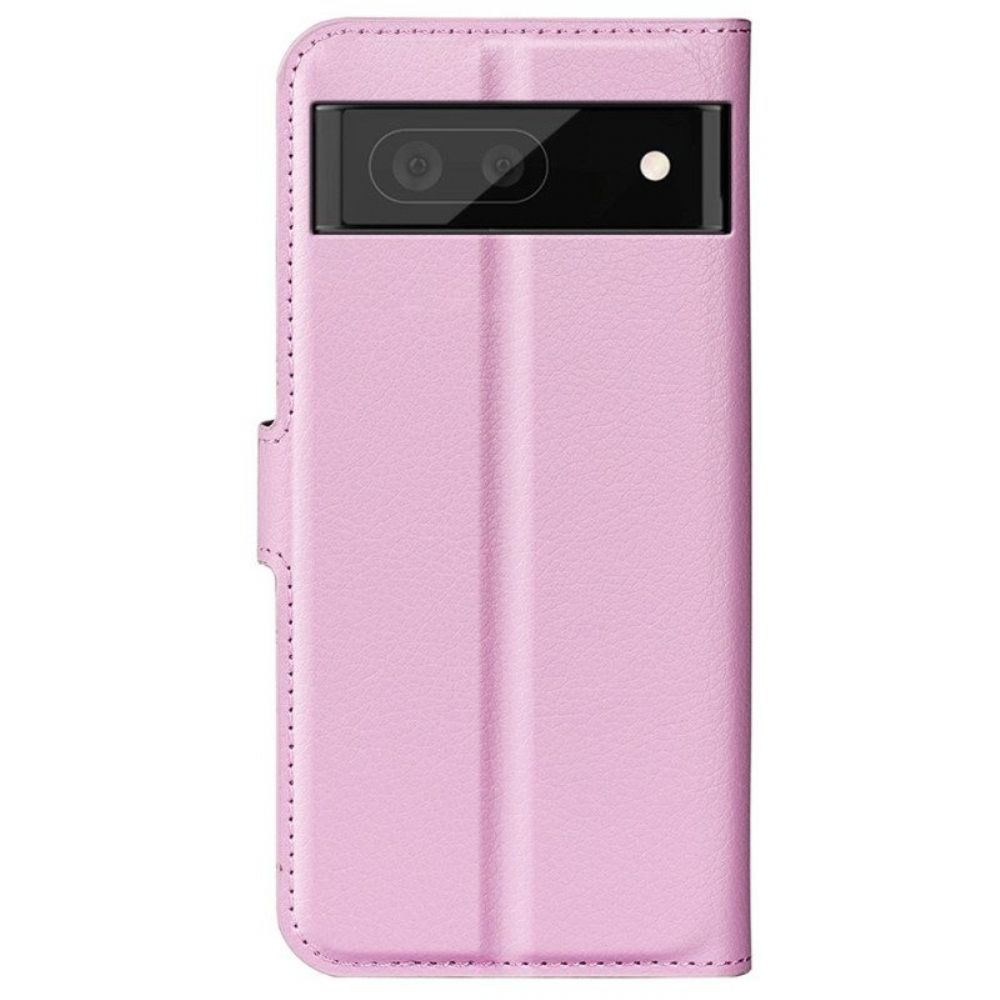 Leren Hoesje voor Google Pixel 7 Pro Klassiek Lychee Kunstleer
