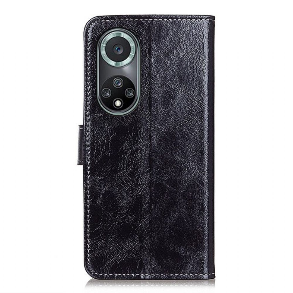 Leren Hoesje voor Honor 50 Pro Glanzende Pro En Zichtbare Naden