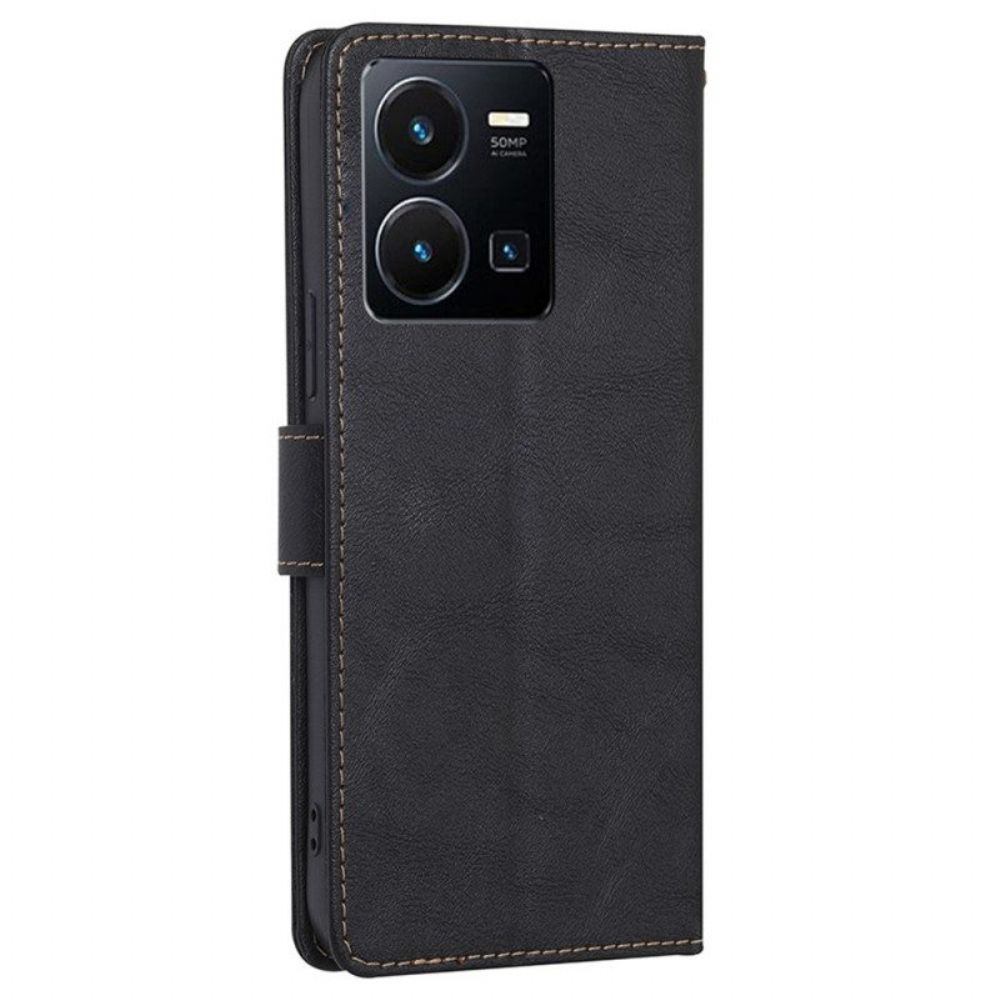 Leren Hoesje voor Vivo Y22s Klassieke Rfid