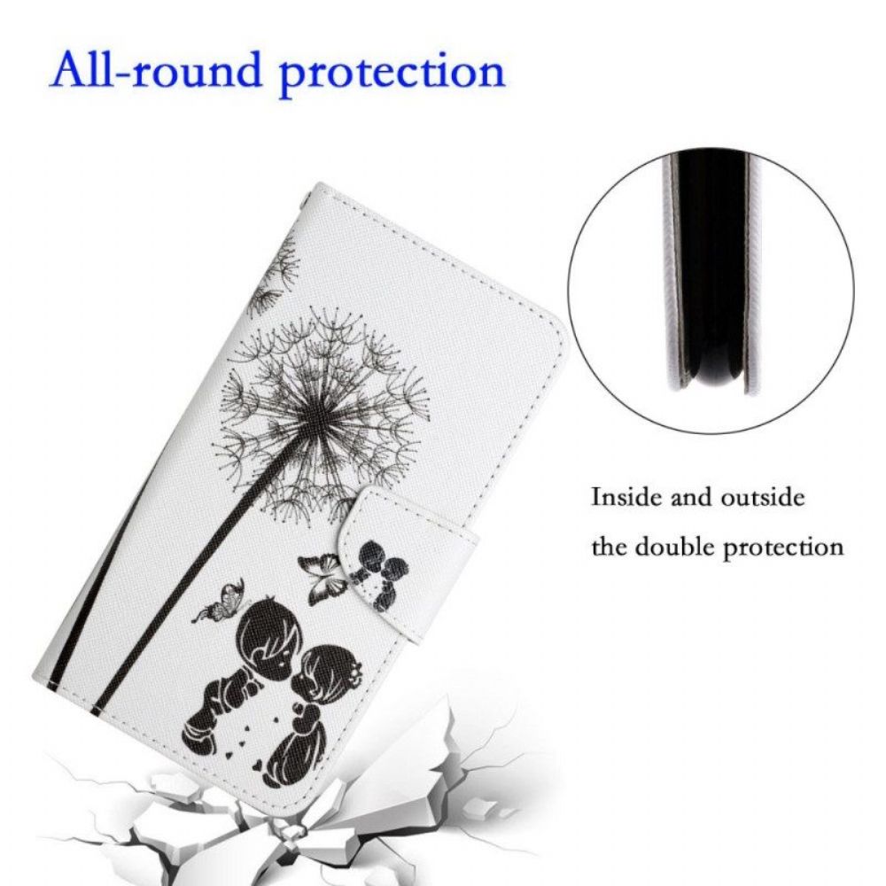 Leren Hoesje voor Xiaomi 12T / 12T Pro Paardebloemen Liefde