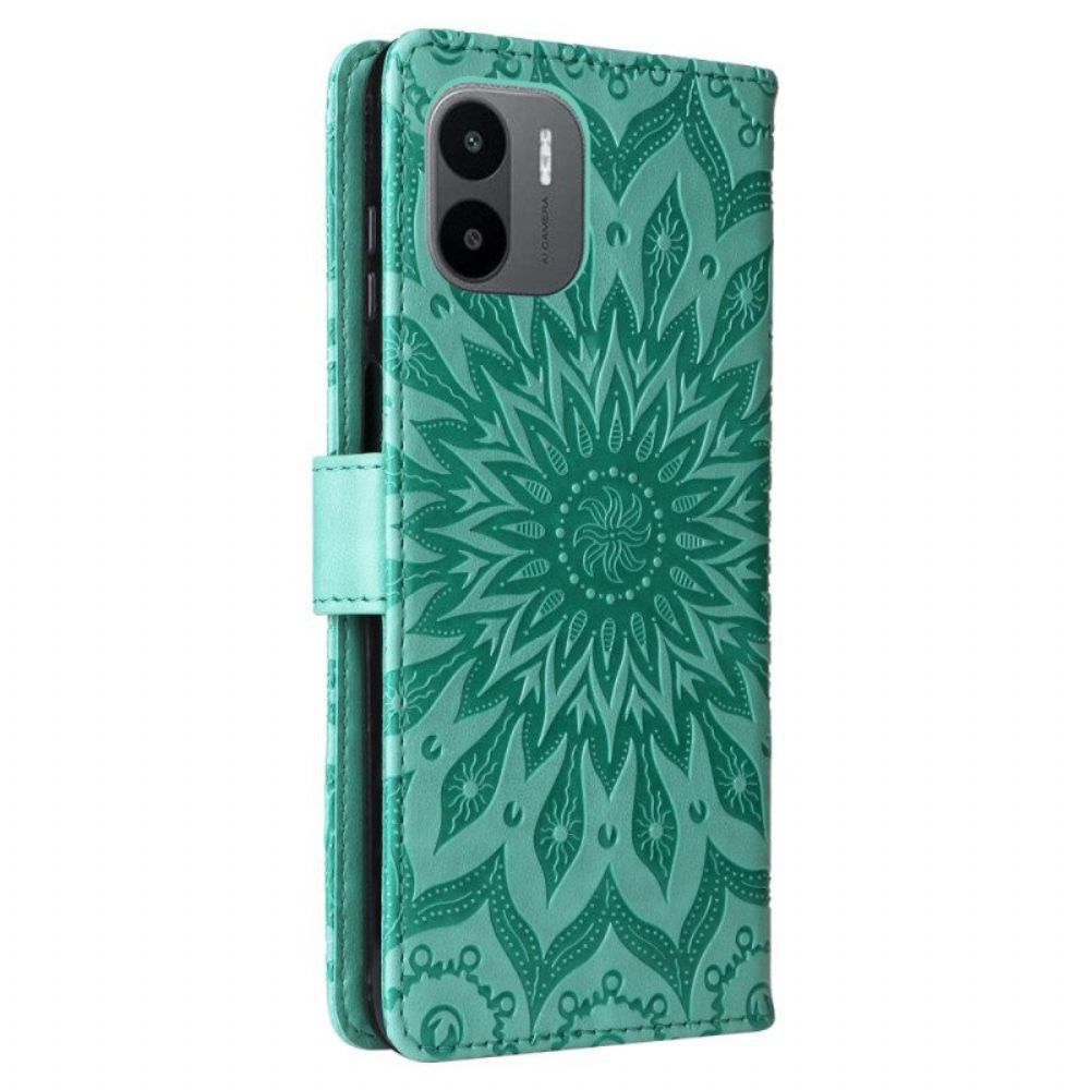 Leren Hoesje voor Xiaomi Redmi A1 Met Ketting String Zon