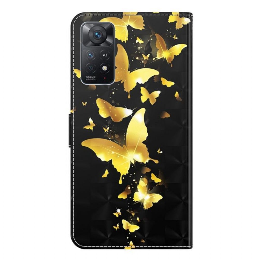 Leren Hoesje voor Xiaomi Redmi Note 11 Pro / 11 Pro 5G Gele Vlinders