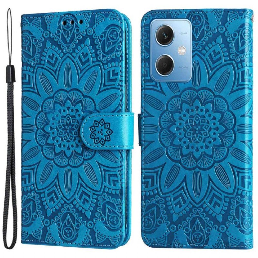 Leren Hoesje voor Xiaomi Redmi Note 12 5G Met Ketting Mandala-decoratie Met Riem